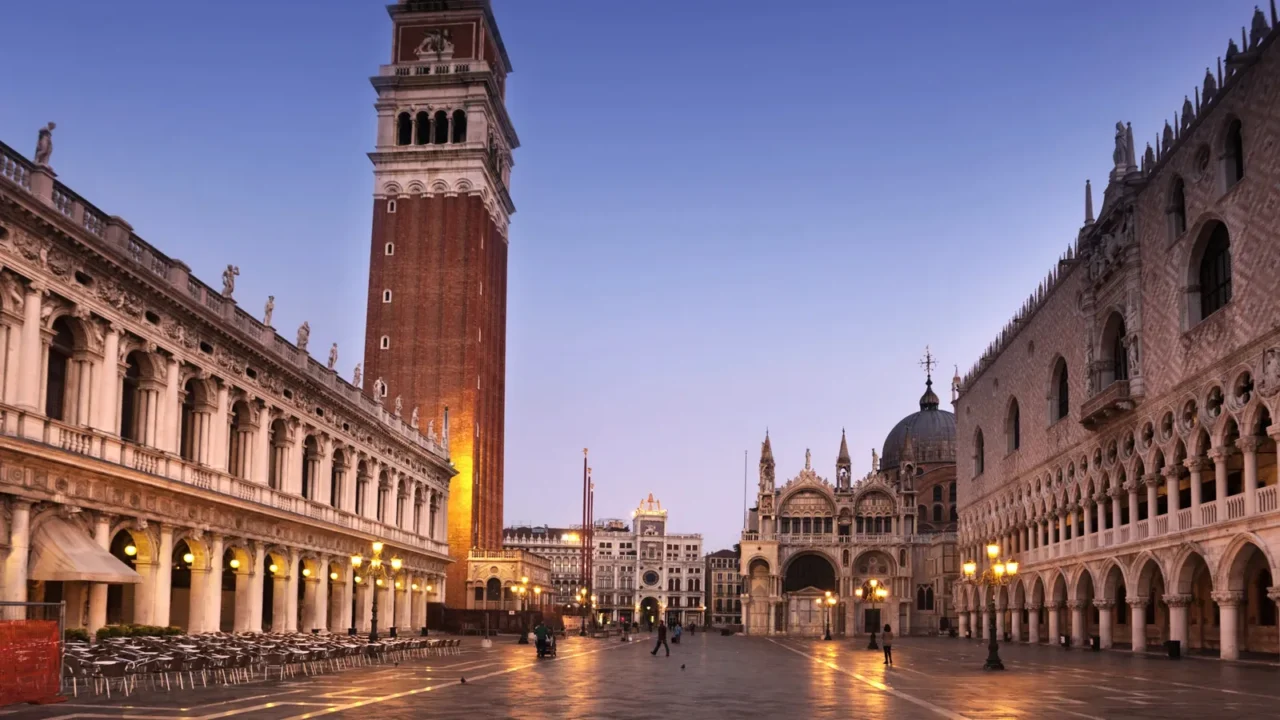 san marco square after sunset venice italy