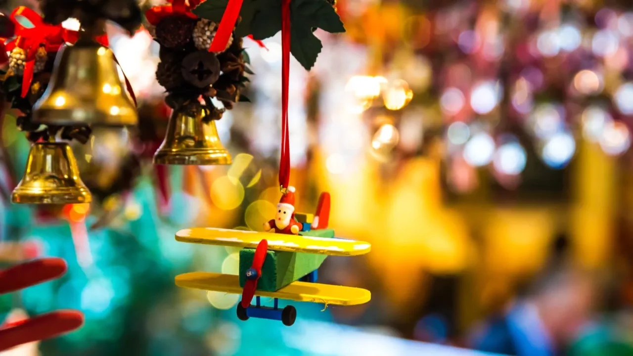 santa claus pilots a plane for christmas