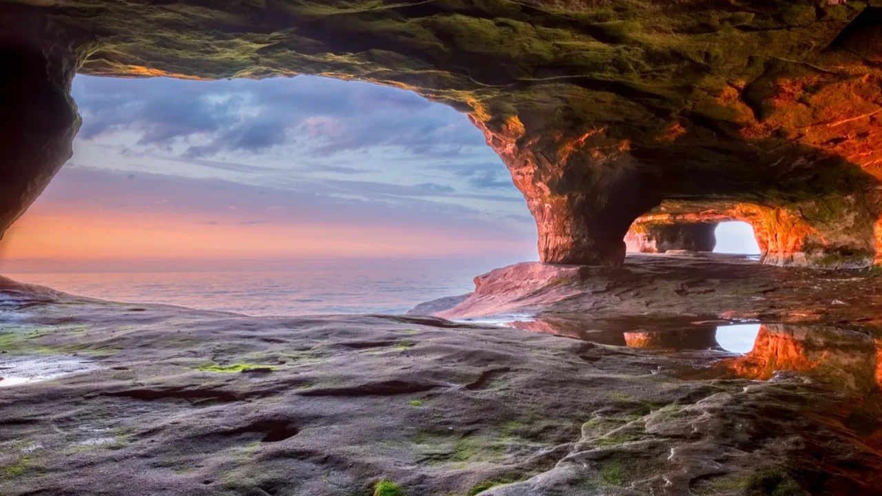 sea cave on lake superior michigan