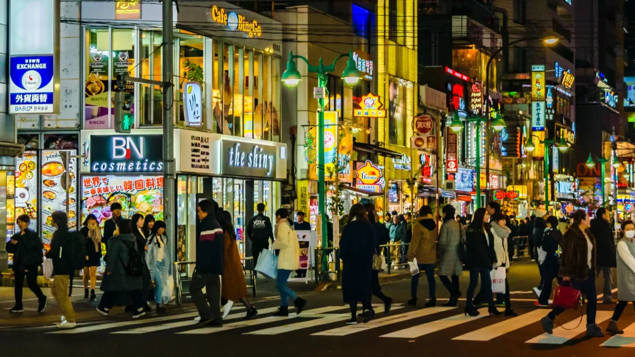 shinjuku district urban night scene tokyo japan
