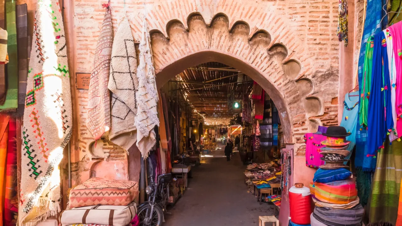 souvenirs on the jamaa el fna market in old medina