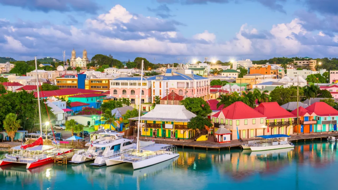 st johns antigua and barbuda town skyline on redcliffe quay