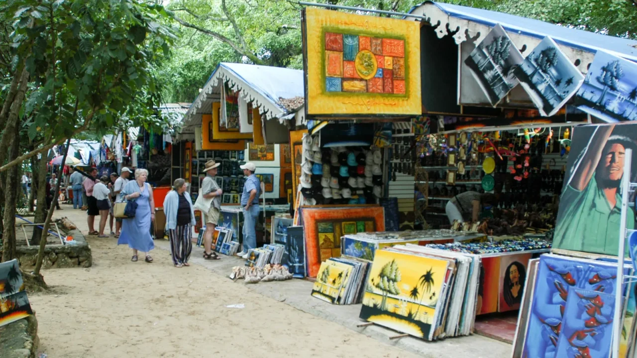 stalls with colorful souvenirs at sosua dominican republic