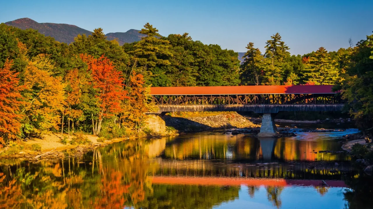 the saco river covered bridge in conway new hampshire