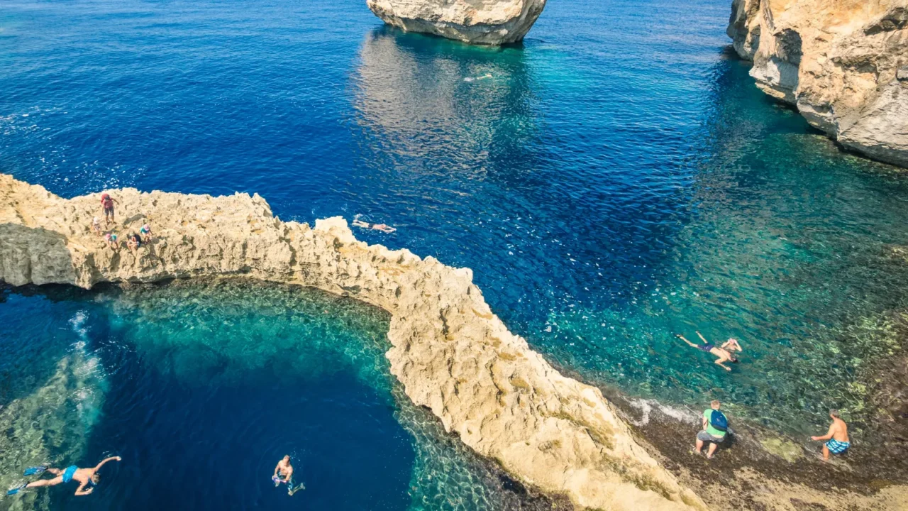 the world famous azure window in gozo island mediterranean