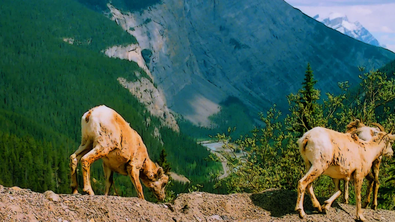 two goats in the canadian wilderness