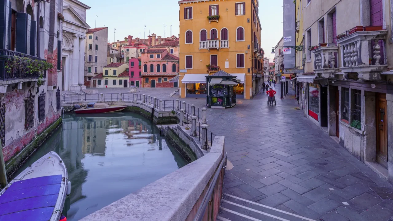 venice italy  february 28 2022 sunrise scene in a
