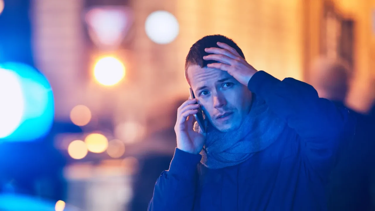 young man calling after a crisis situation