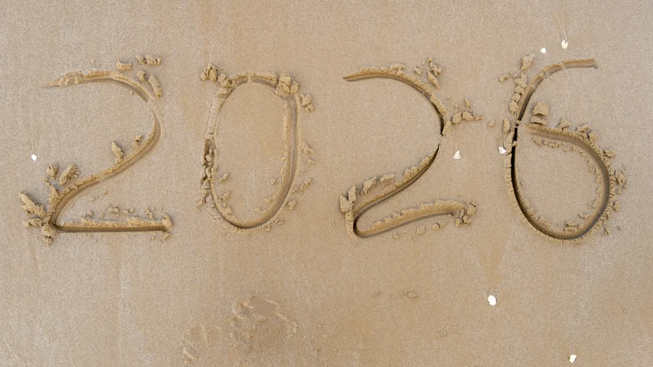 2026 numbers written in the sand new year goal on