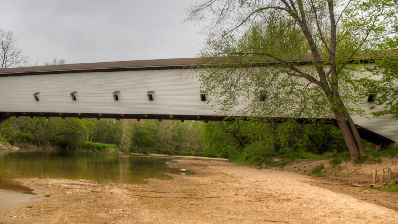 a view of jackson covered bridge in indiana united states