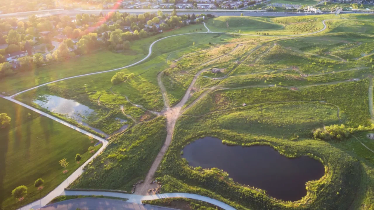 aerial view of dayton lightrail station