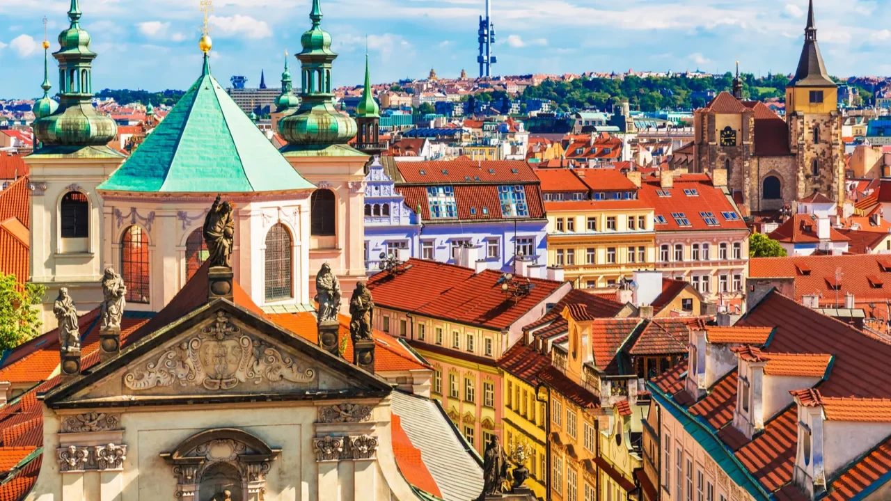 aerial view of prague czech republic