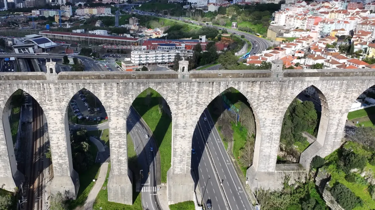 aguas livres aqueduct at lisbon in lisbon district portugal water
