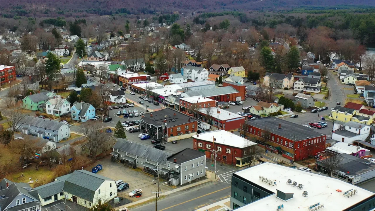 an aerial scene of easthampton massachusetts united states