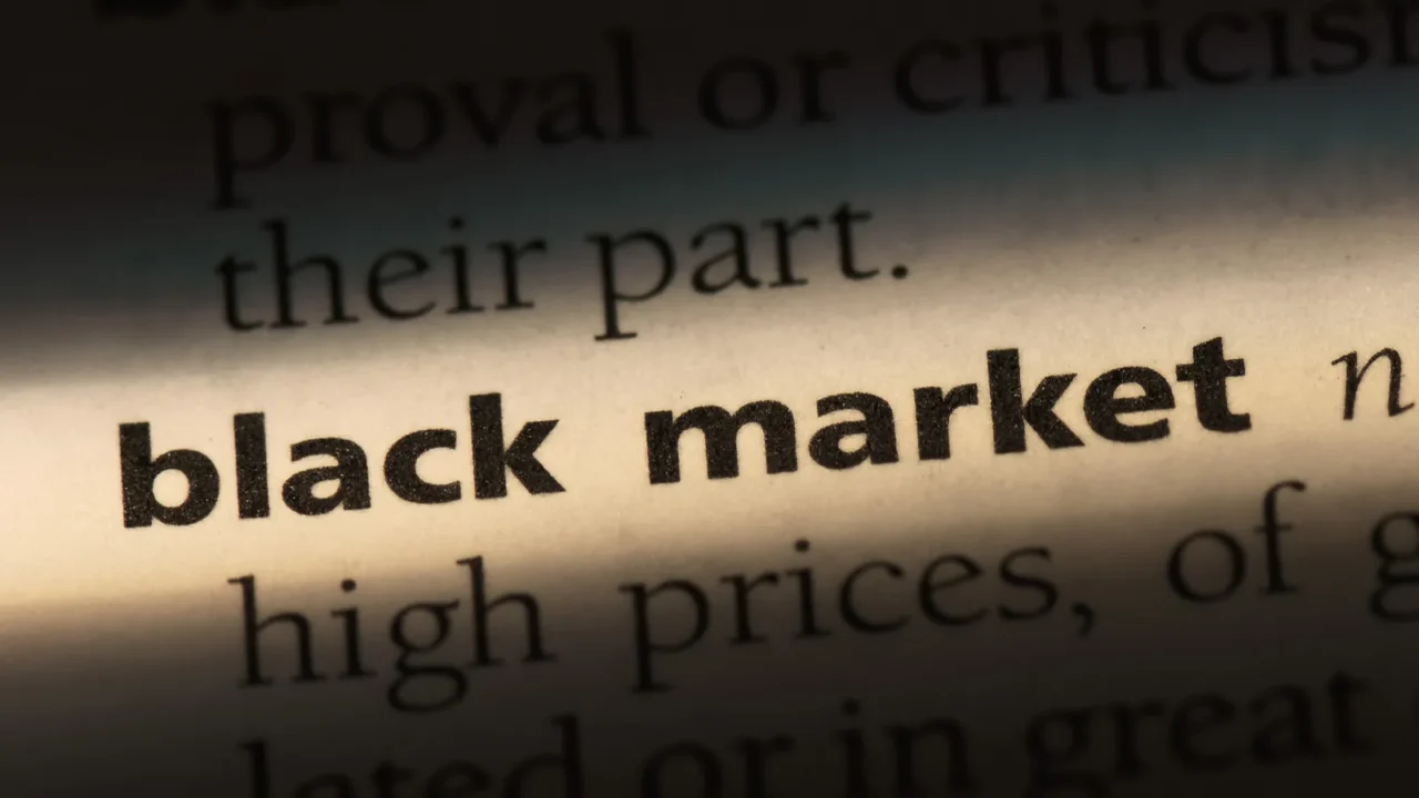 black market word in a dictionary black market concept