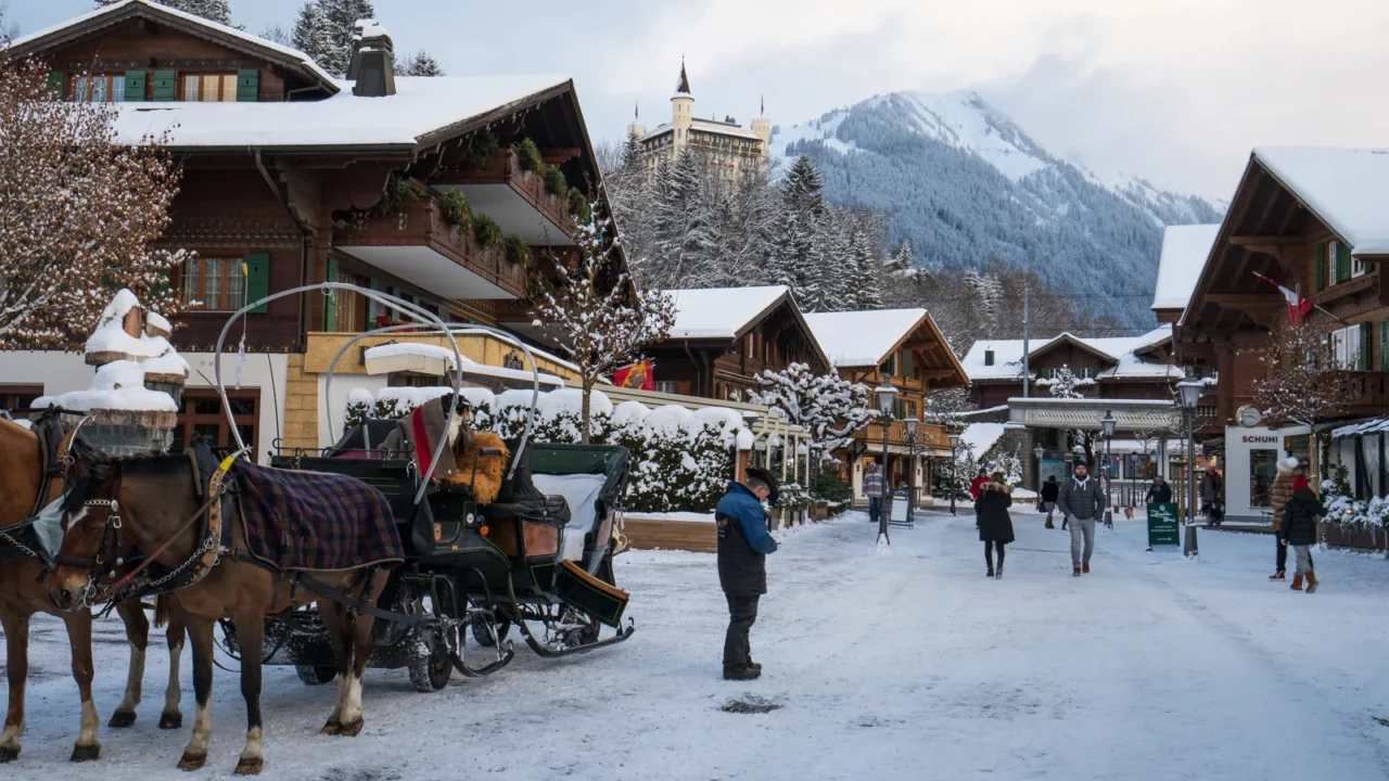 carriage with horses in gstaad