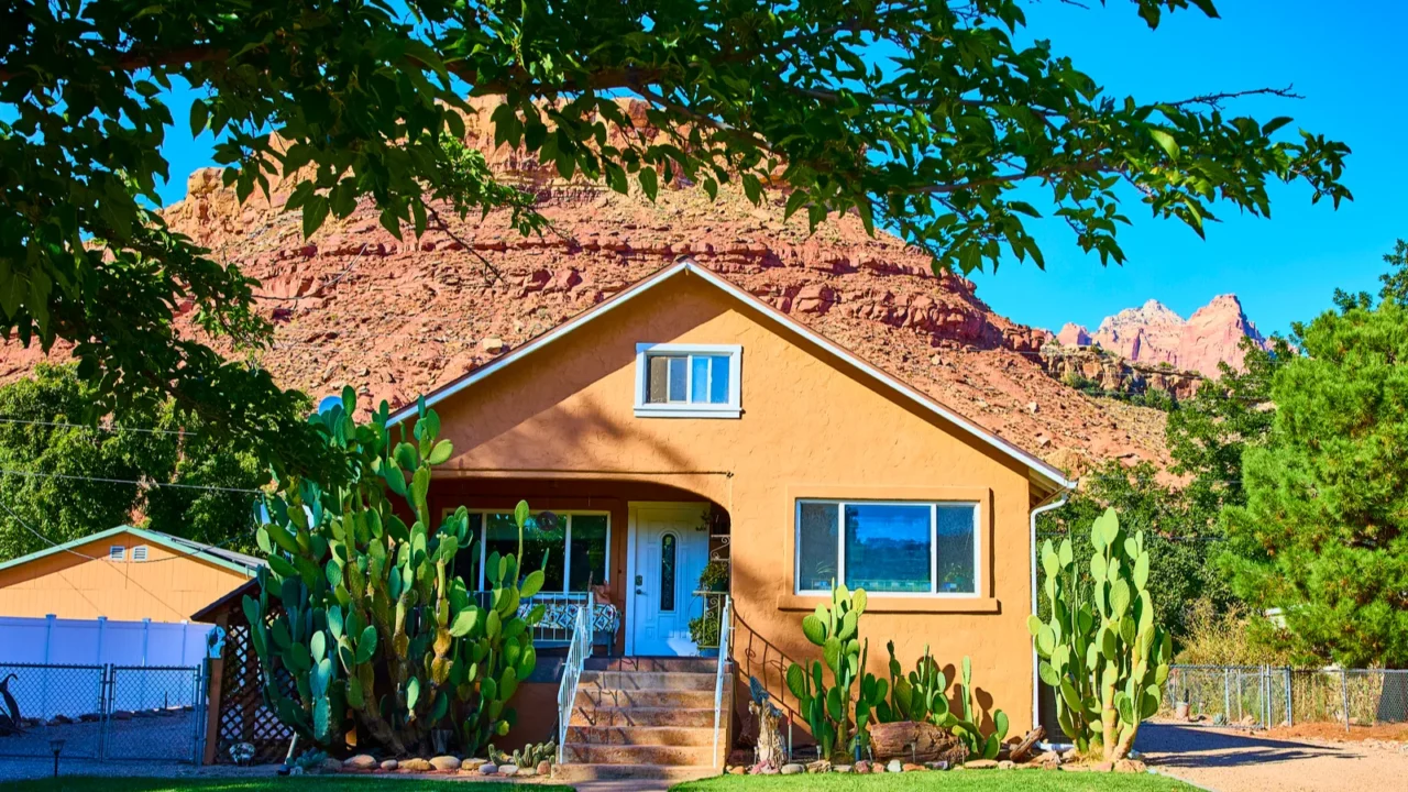 charming southwestern home in grafton utah with earthy facade and