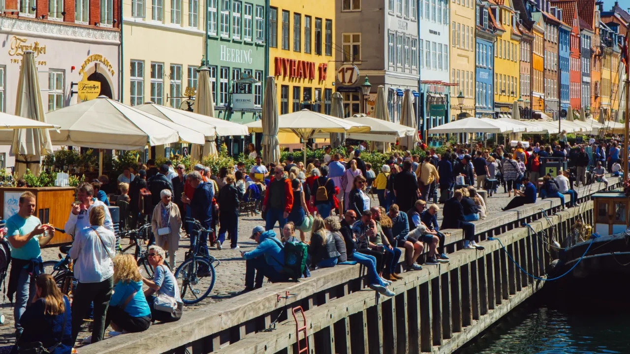 copenhagen denmark  08052022 famous nyhavn canal with colorful houses