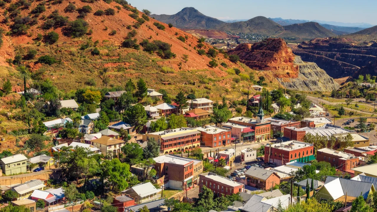 former mining town of bisbee and mule mountains in arizona