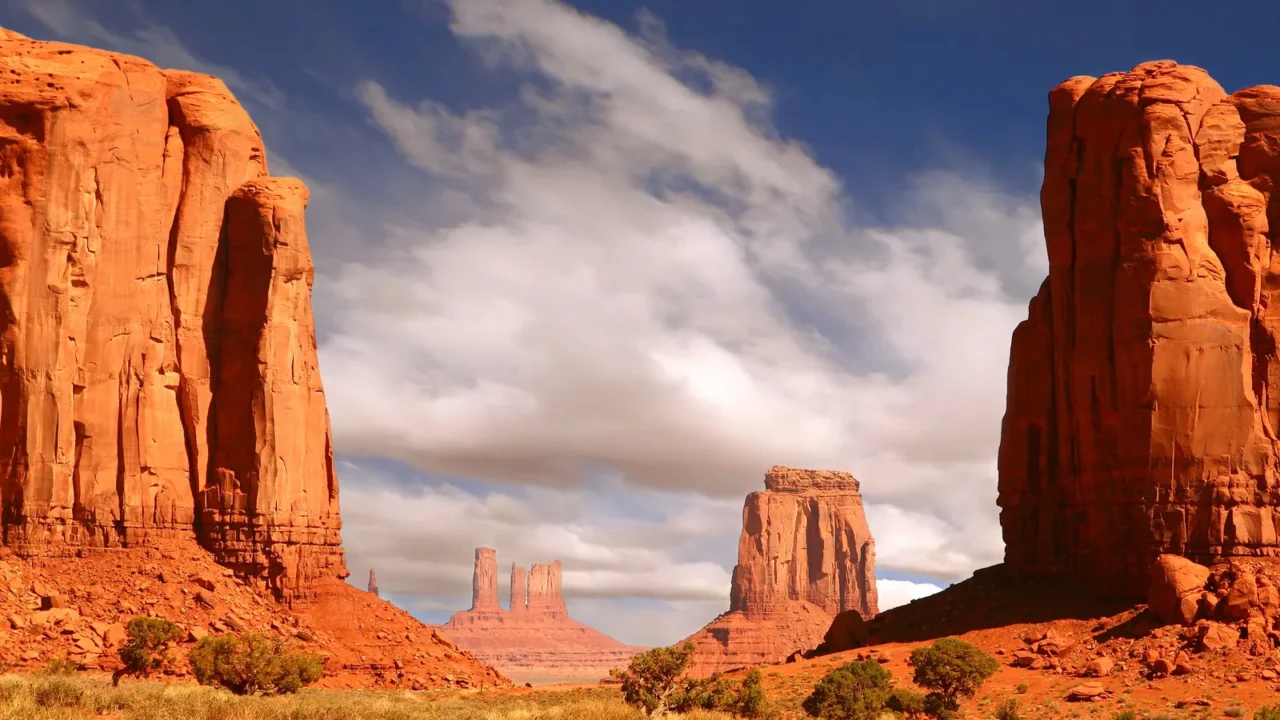 framed landscape image of monument valle