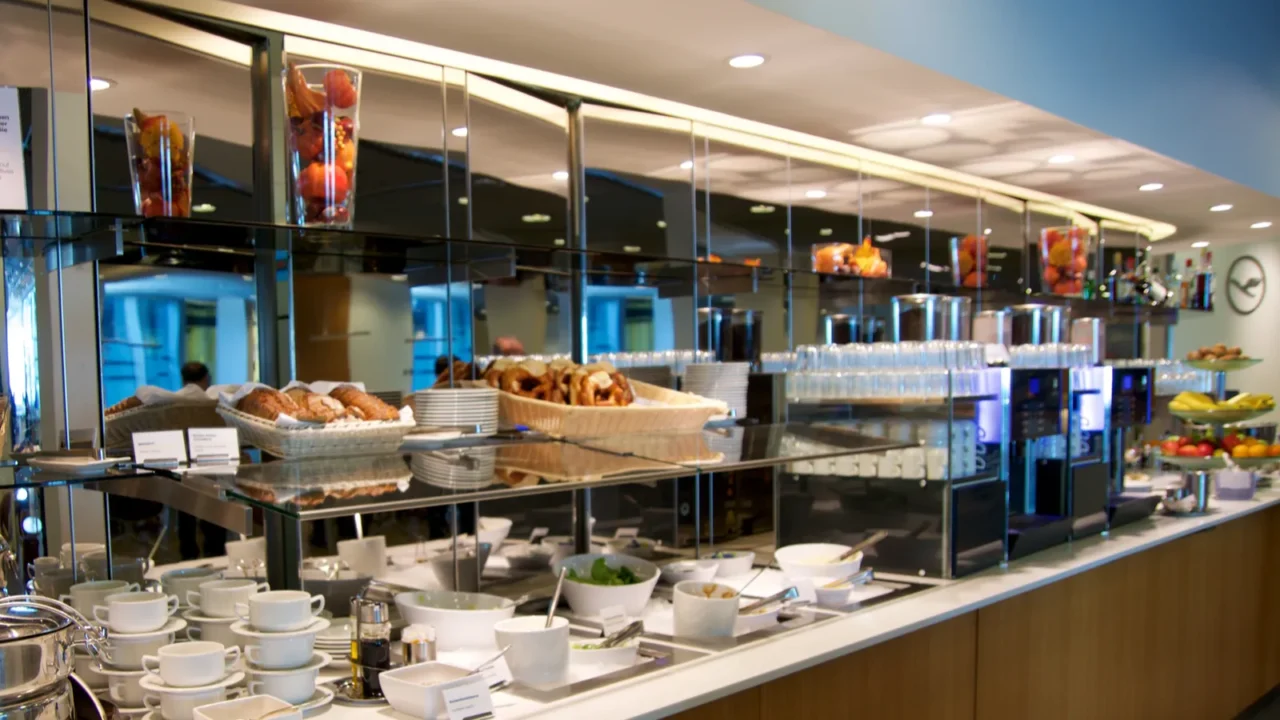 frankfurt germany 11 nov 2017 buffet with hot and