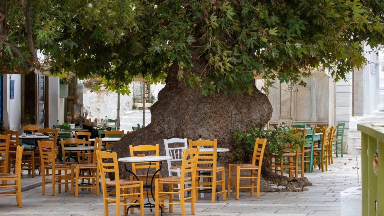 greece tinos island cyclades outdoors traditional cafe at pyrgos village