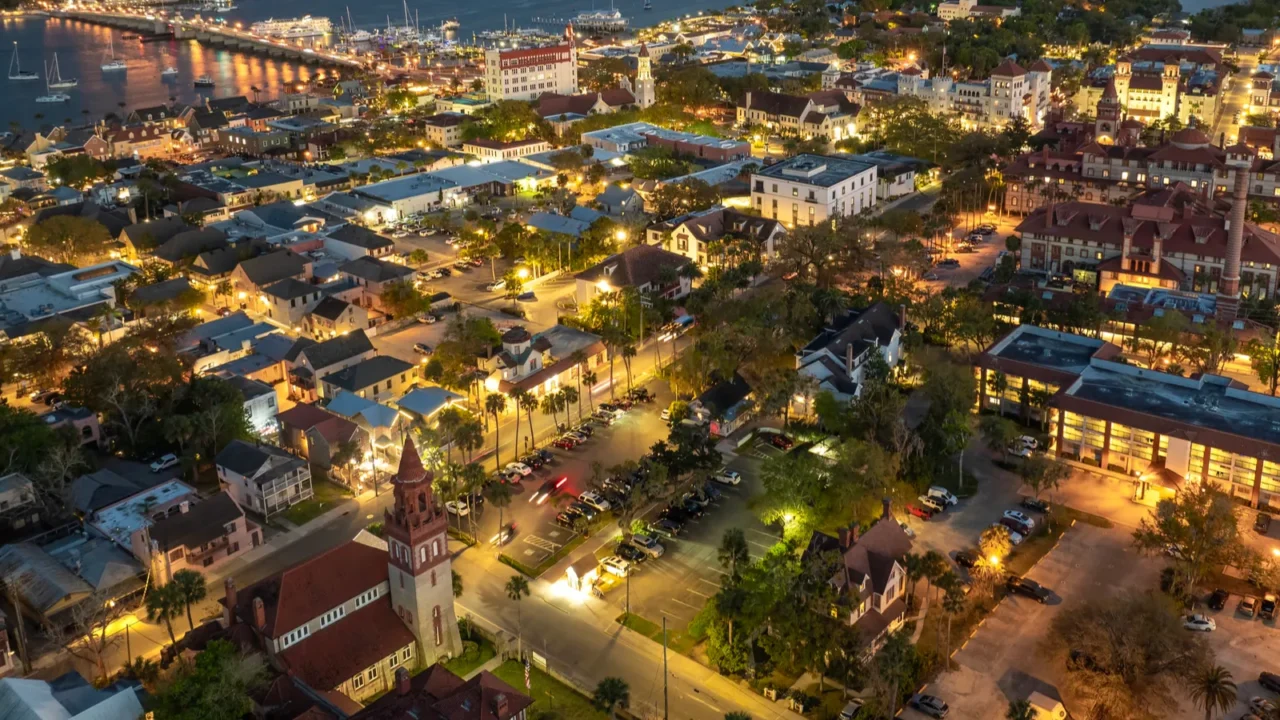 historical american city architecture st augustine old city in florida