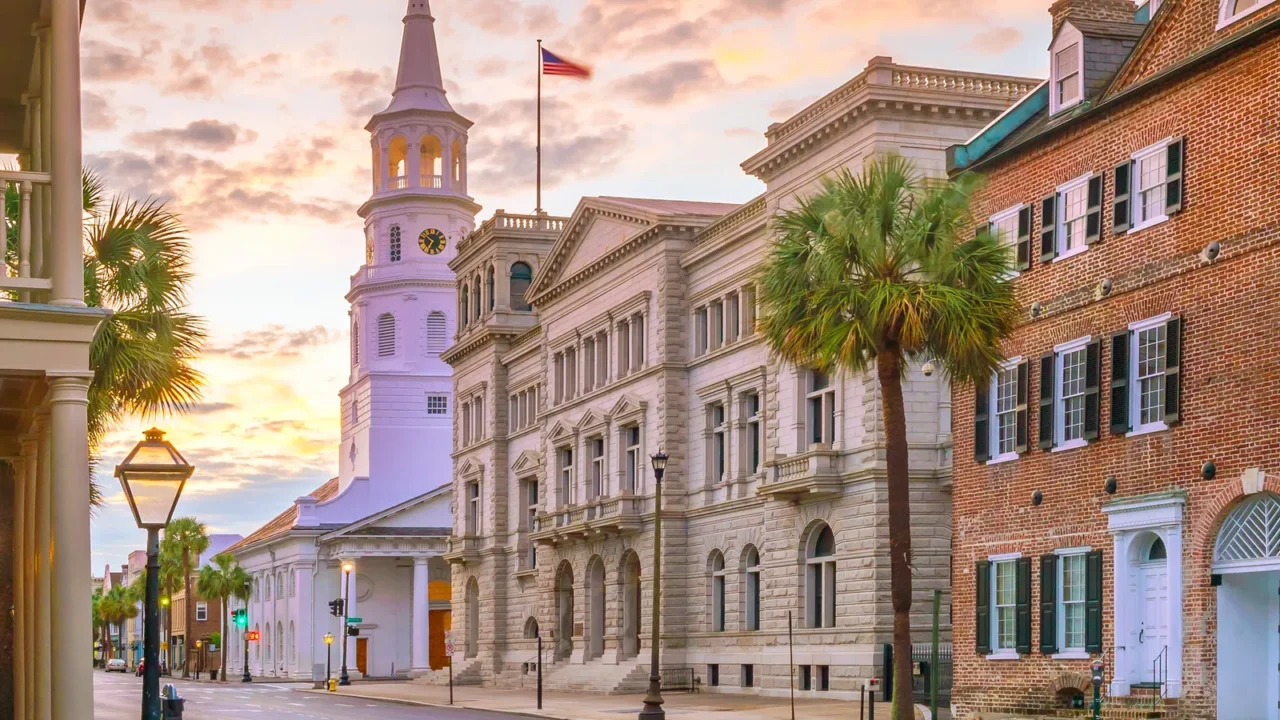 historical downtown area of charleston south carolina usa at