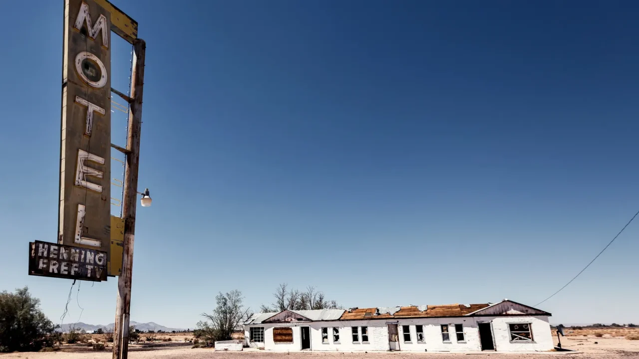 hotel sign ruin along historic route 66