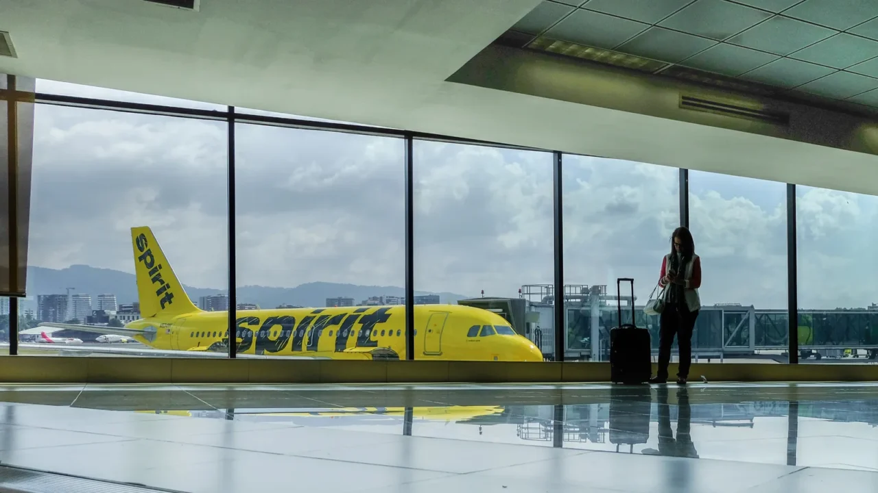 international guatemala la aurora airport with spirit airplane in background