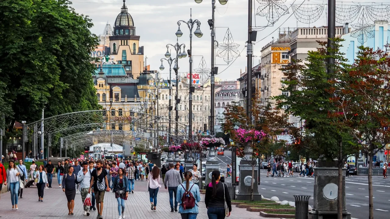 kiev ukraine  july 4 2019 people on the streets