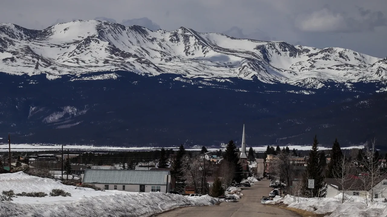 looking towards the city of leadville in colorado usa view