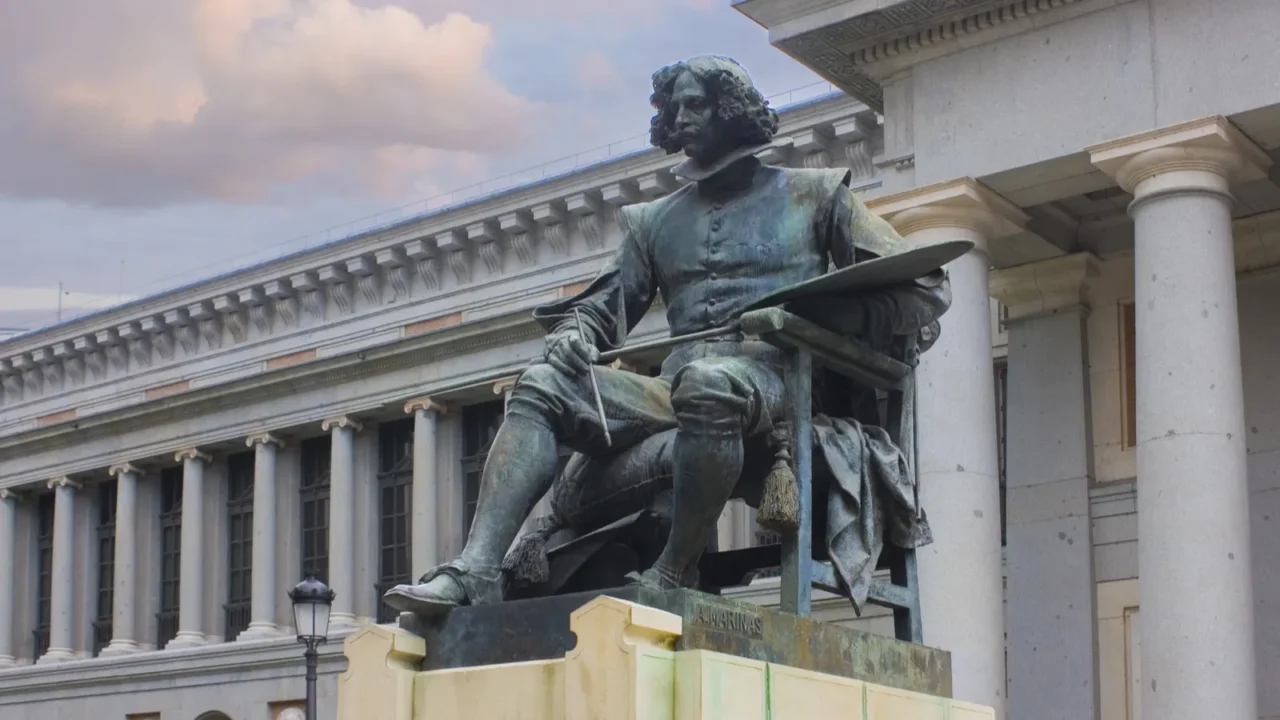 monument to diego velazquez near prado museum in madrid spain