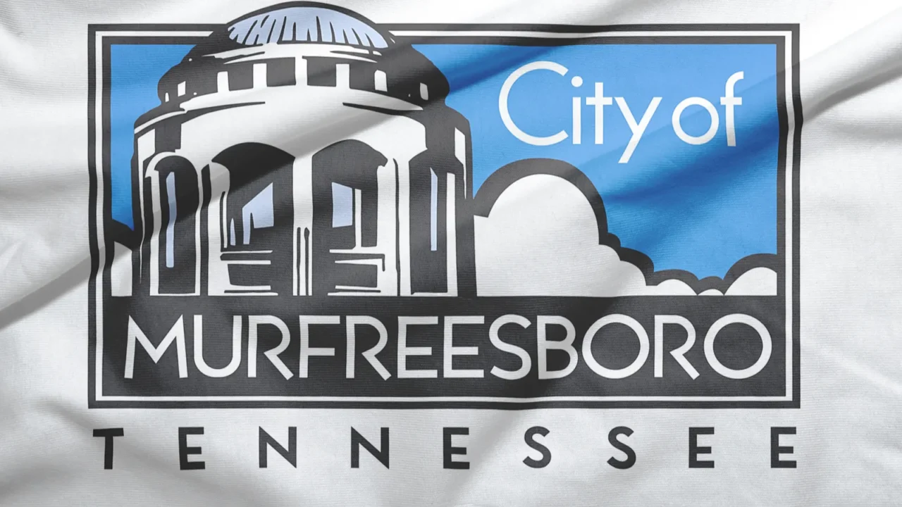 murfreesboro of tennessee of united states flag on the fabric