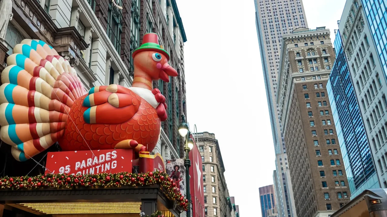 new york november 28 2021 macys thanksgiving themed decoration