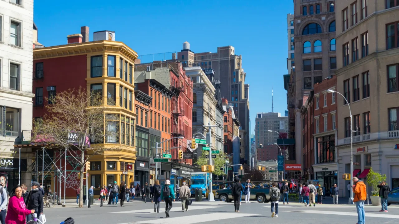 new york usa april 262018 people walking on