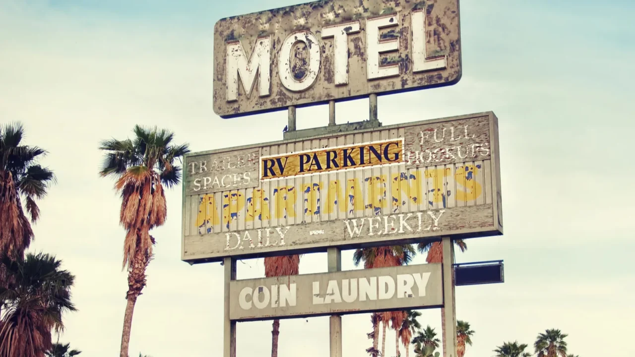 old motel sign near route 66 usa