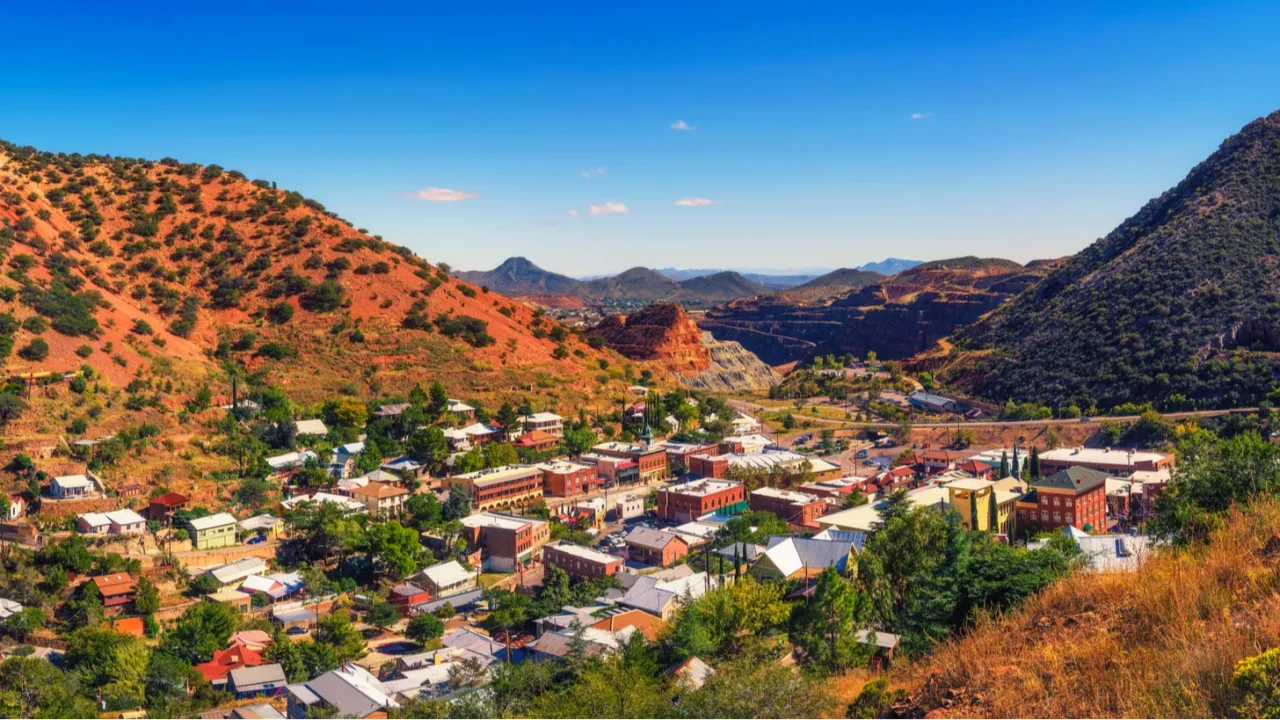 panorama of bisbee and the mule mountains in arizona
