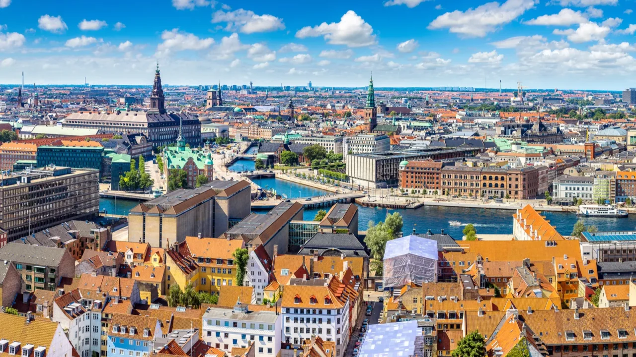 Panorama of Copenhagen in Denmark in a summer day.