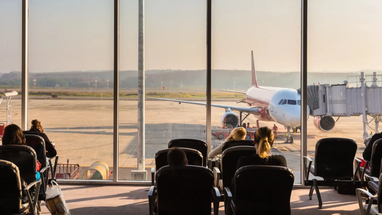 passengers waiting on the airport