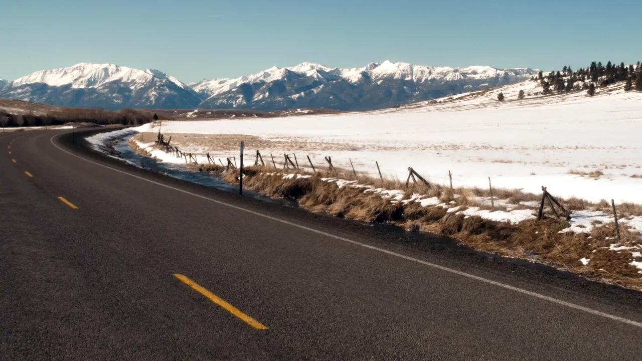 roaad curves towards the wallowa mountains joseph oregon usa