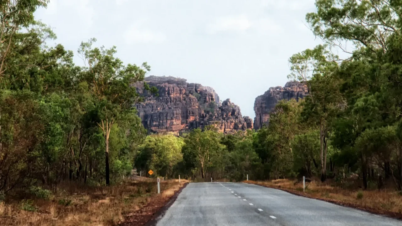 road leading through kakadu national park australia
