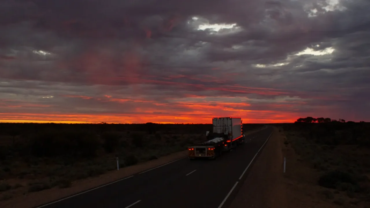 roadtrain on stuart highway at night a roadtrain use in