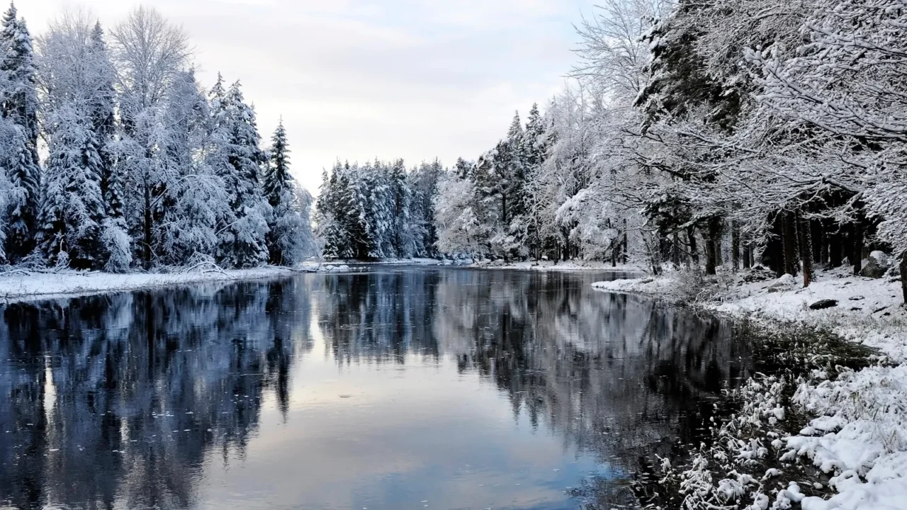 scenic river in winter
