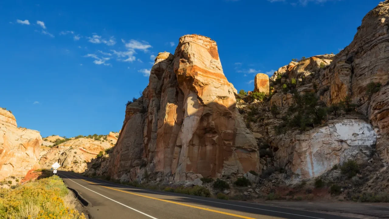 scenic road in the mountains travel background vintage filter