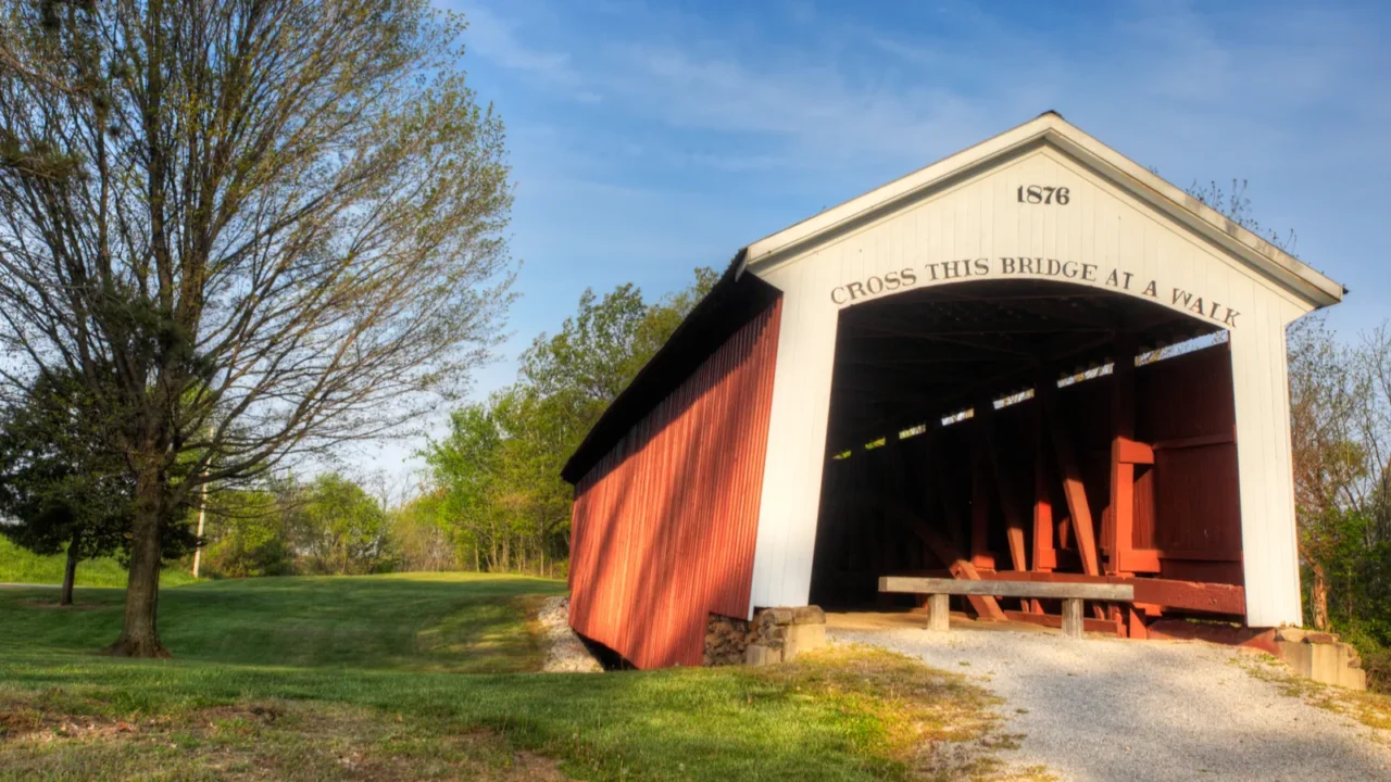 The Hillsdale Covered Bridge in Indiana, United States.
