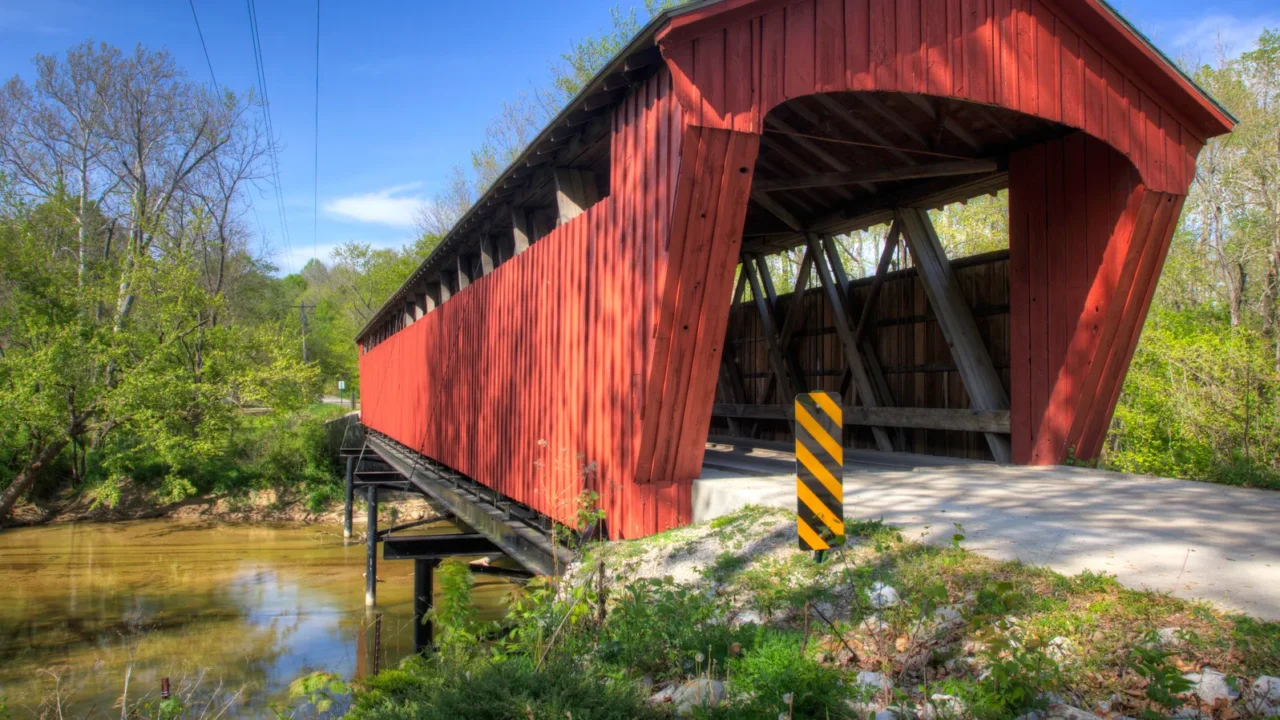 the lancaster covered bridge in indiana united states