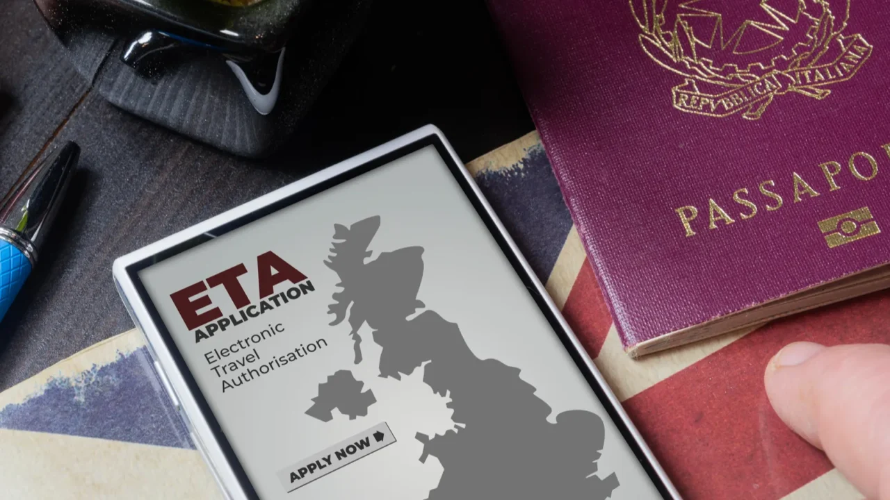uk electronic travel authorisation concept man apply for eta