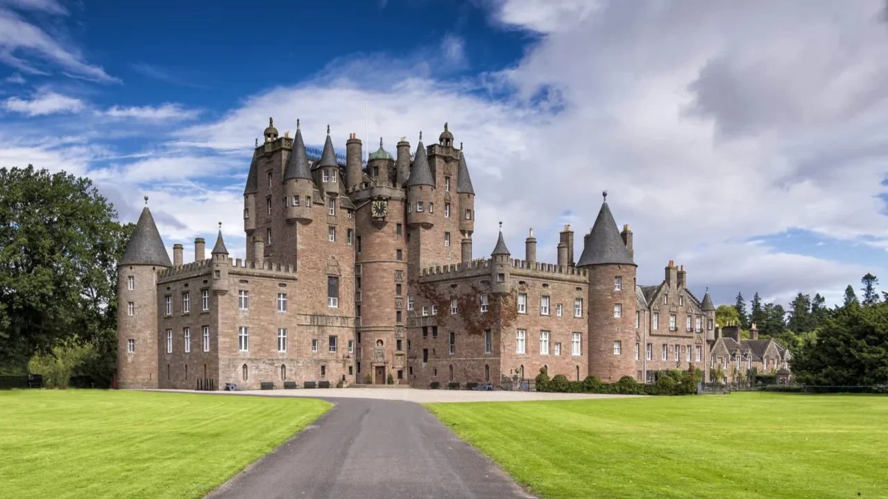 view of glamis castle in scotland united kingdom
