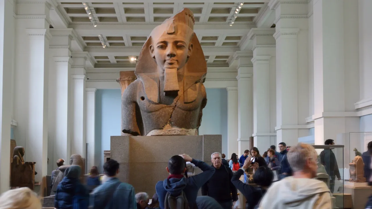 visitors in the british museum in london uk